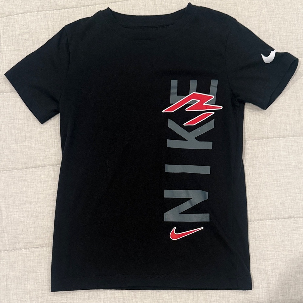 Nike Kids Black and Red 3 Brand Logo Tee